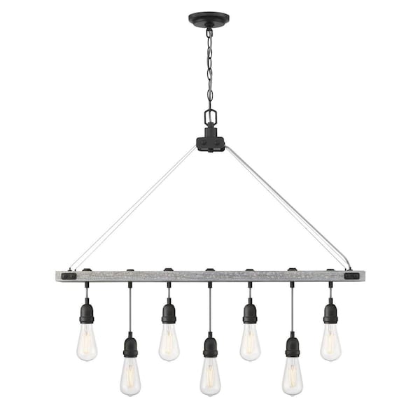 Westinghouse Chandelier 60W 7Lght Elway, Antique Ash, Matte, Brushed Gun Metal Accents 6116400 - main
